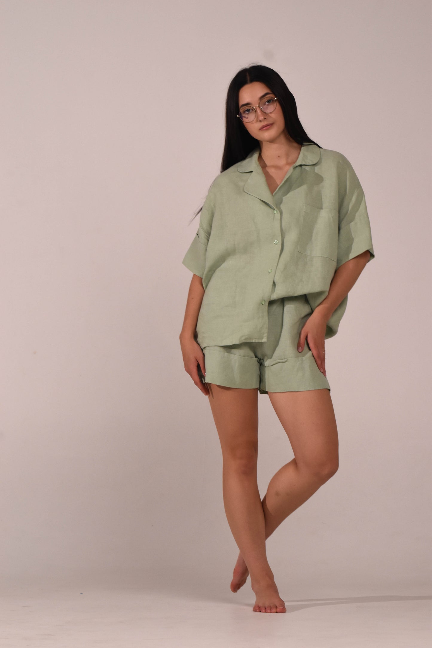 Linen Shorts – Matcha