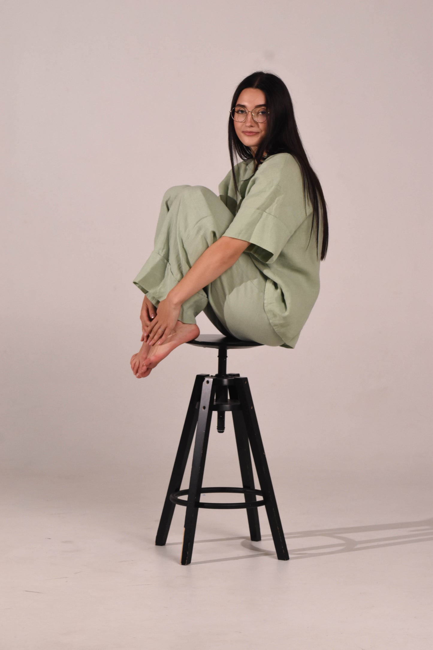 Short Sleeve Linen Shirt – Matcha