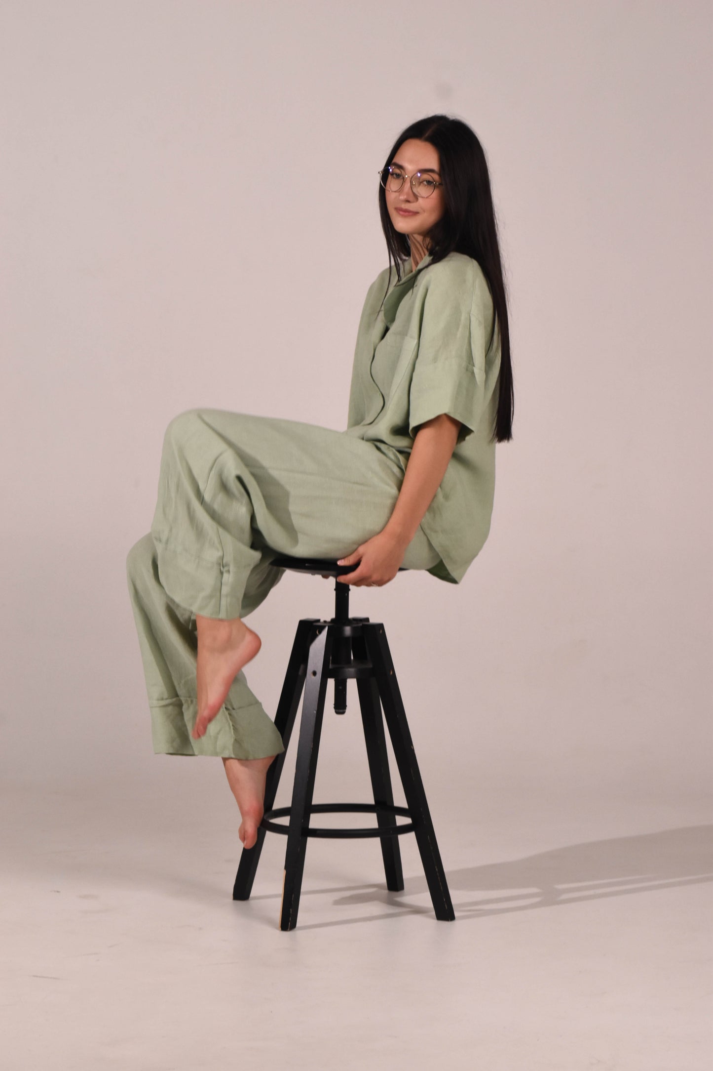 Short Sleeve Linen Shirt – Matcha