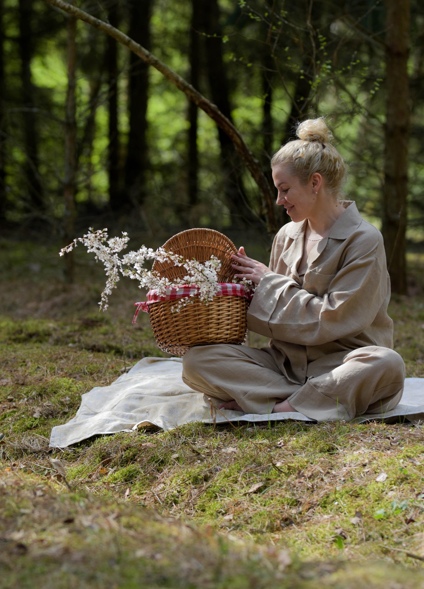 Short Sleeve & Shorts – Natural Linen Set in Warm Cocoa