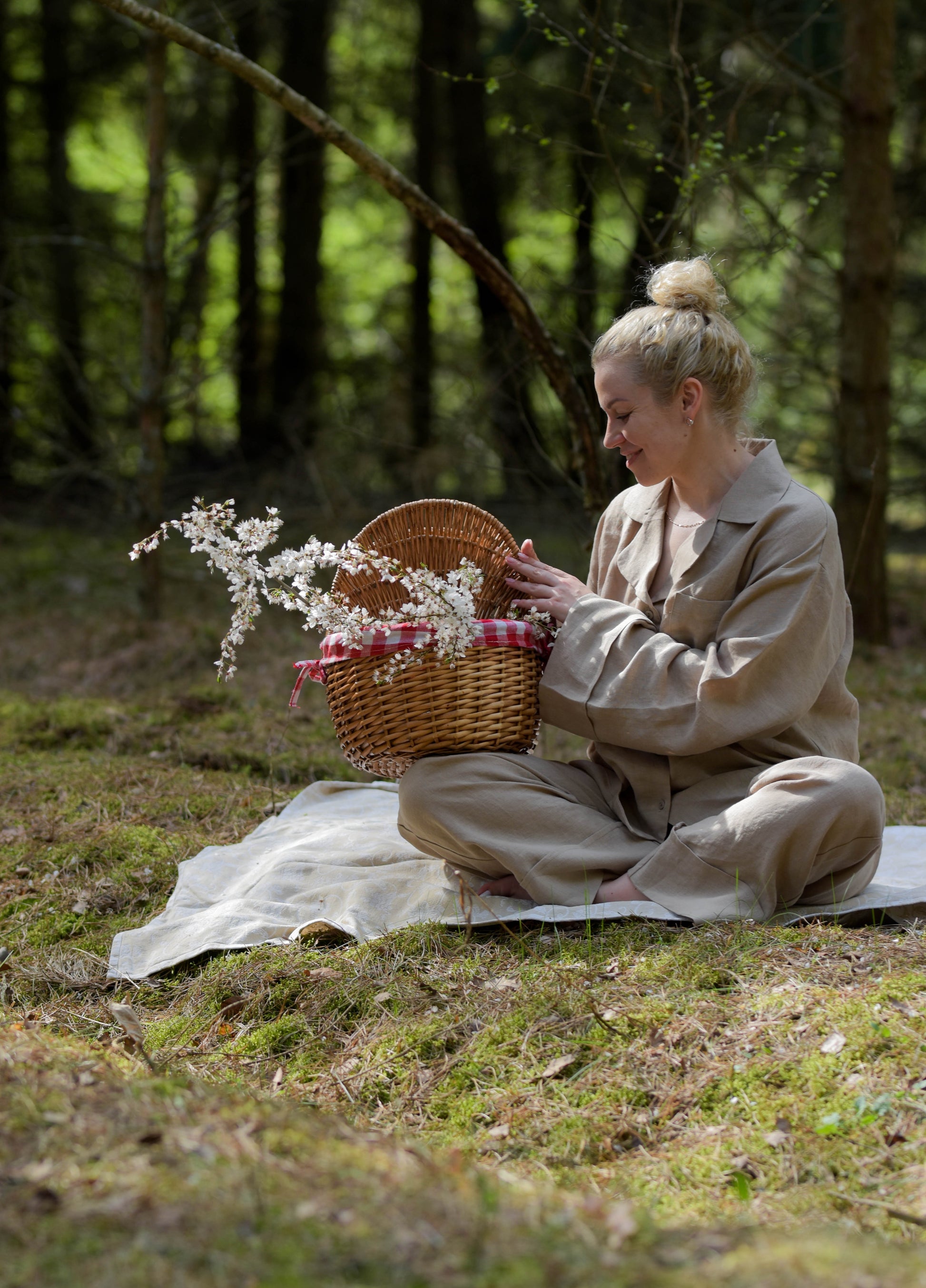 Short Sleeve & Shorts – Natural Linen Set in Warm Cocoa - LinumLenis
