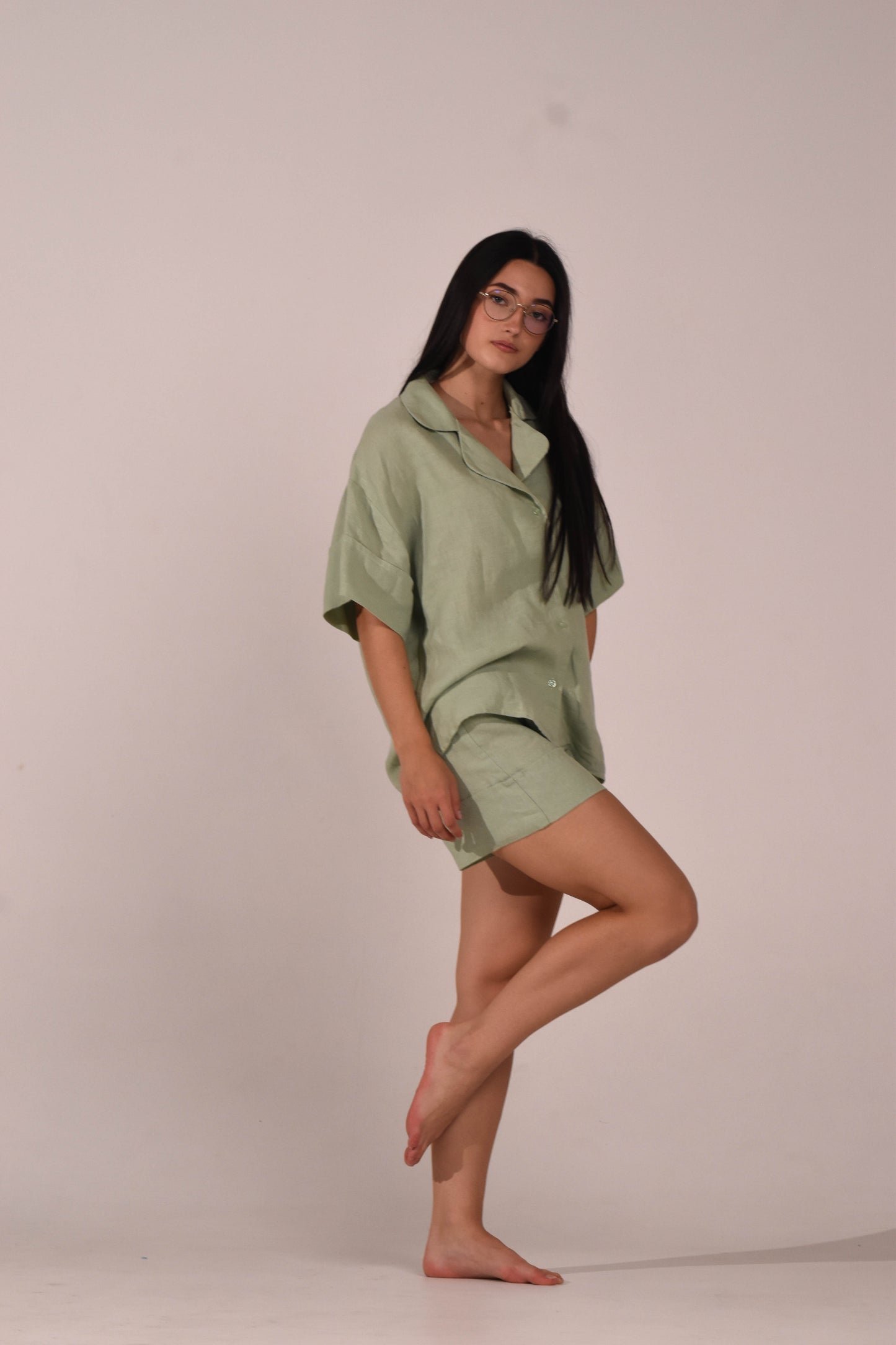 Linen Shorts – Matcha