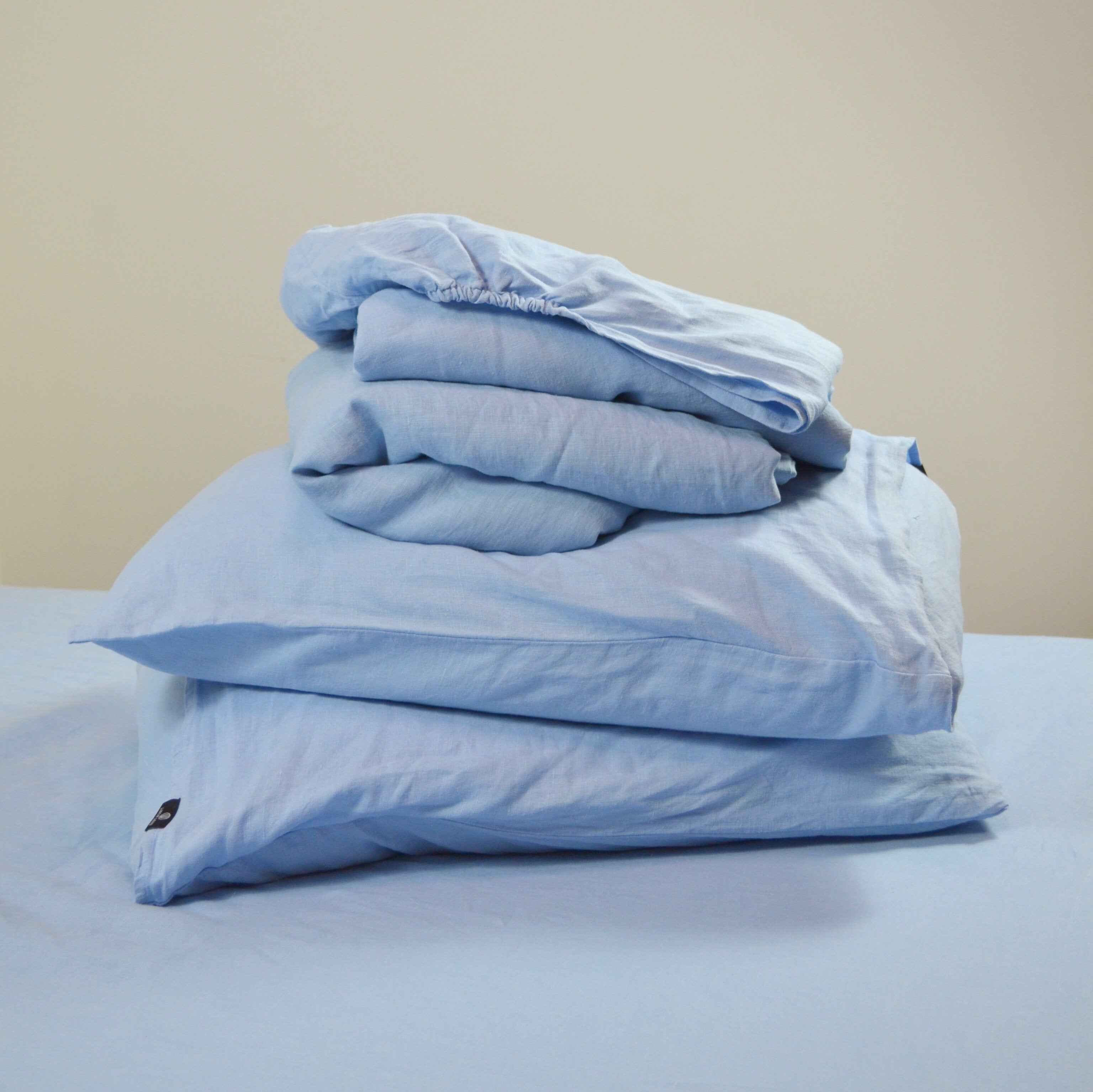 Linen Bedding Set – Light Blue - LinumLenis