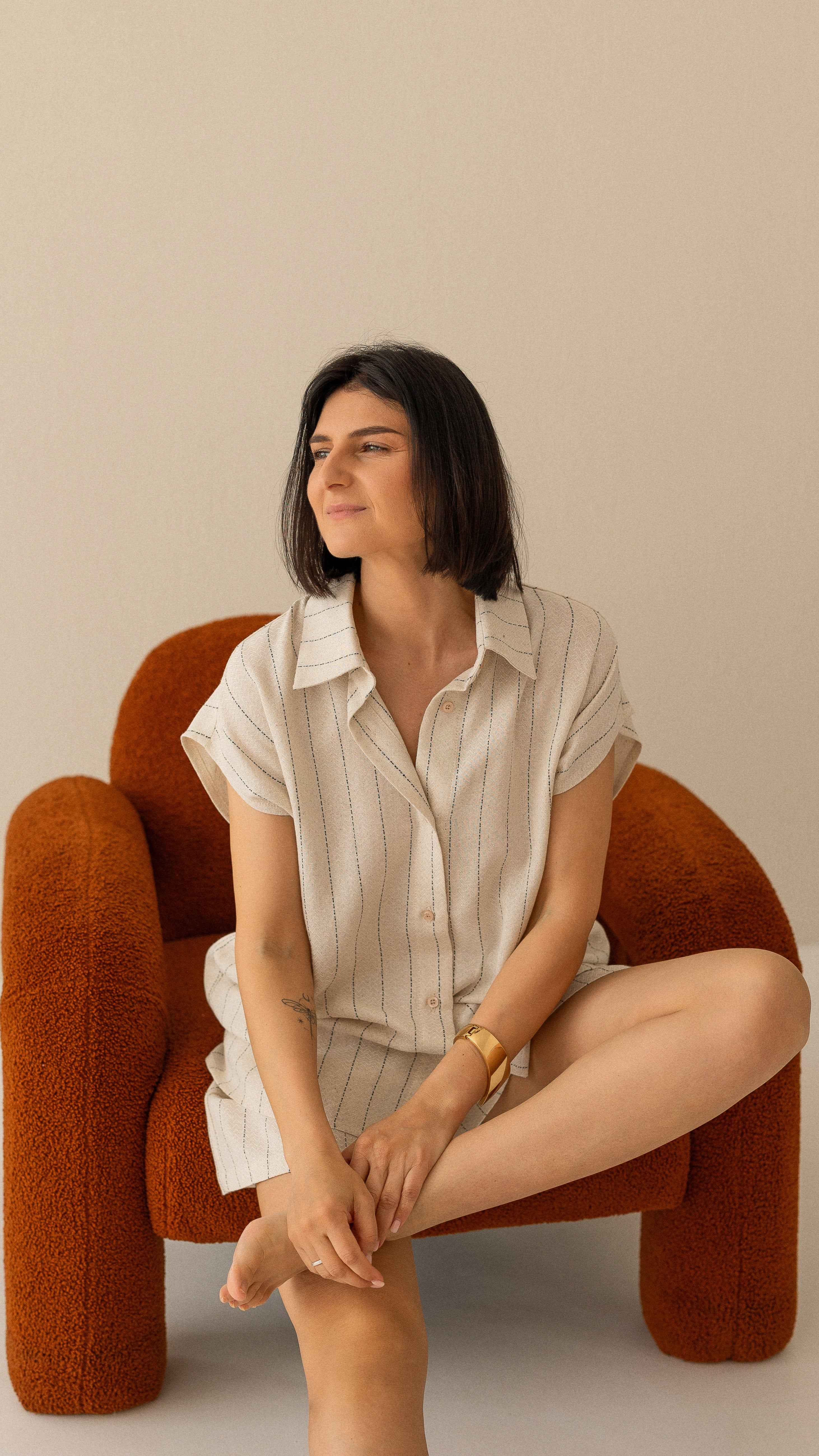 Striped Linen Set With Shorts