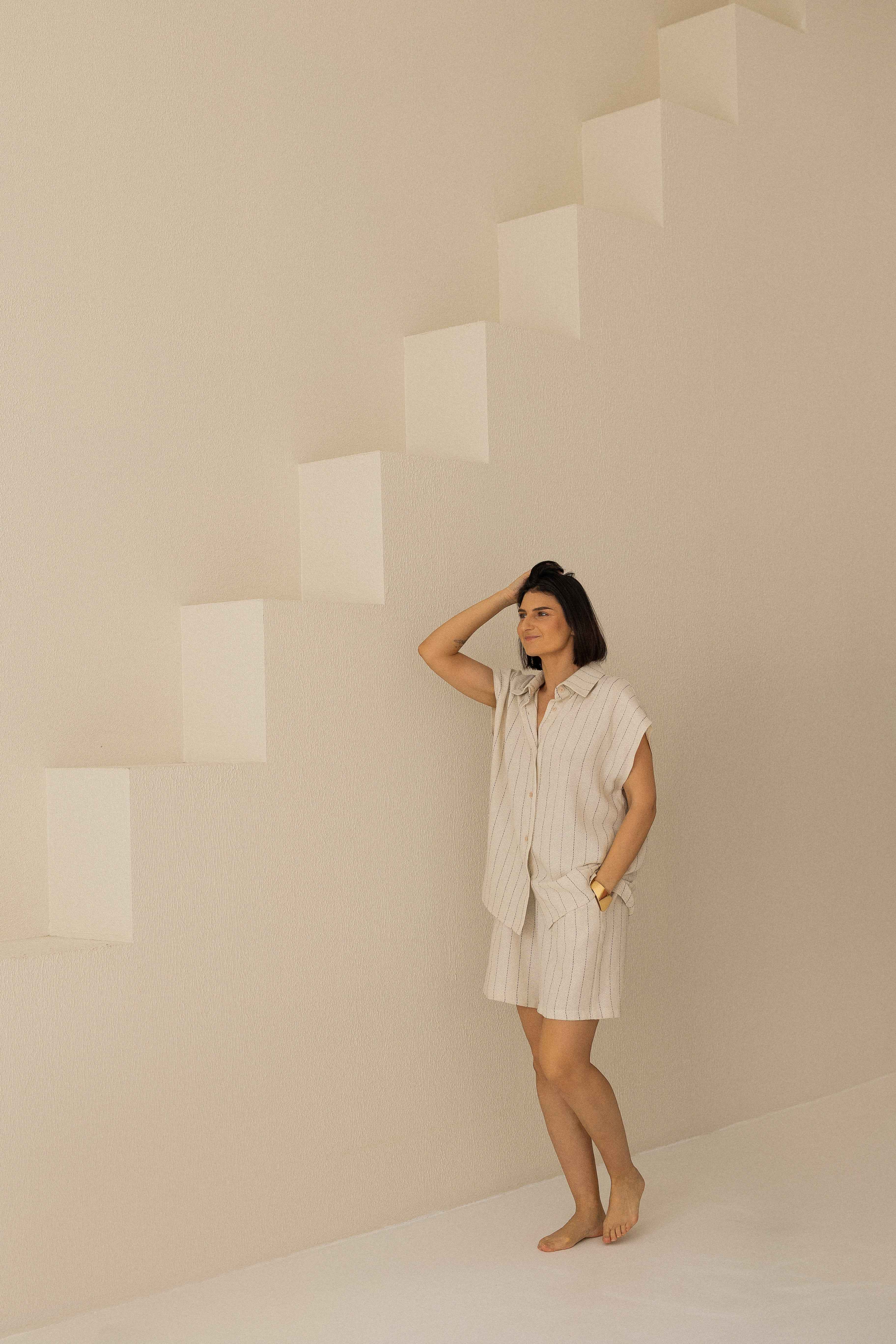 Striped Linen Set With Shorts