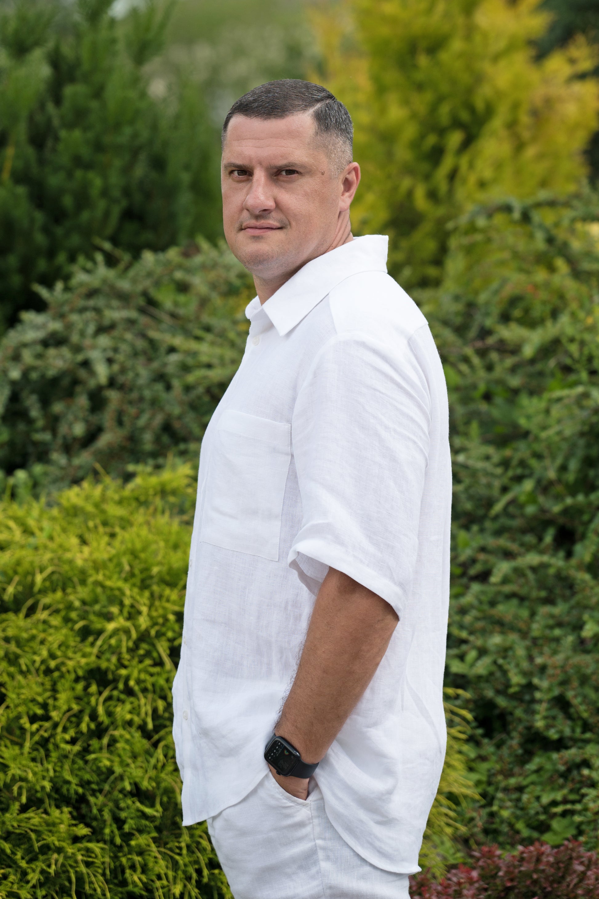 Men's Short Sleeved Shirt and Shorts set Pure white - LinumLenis