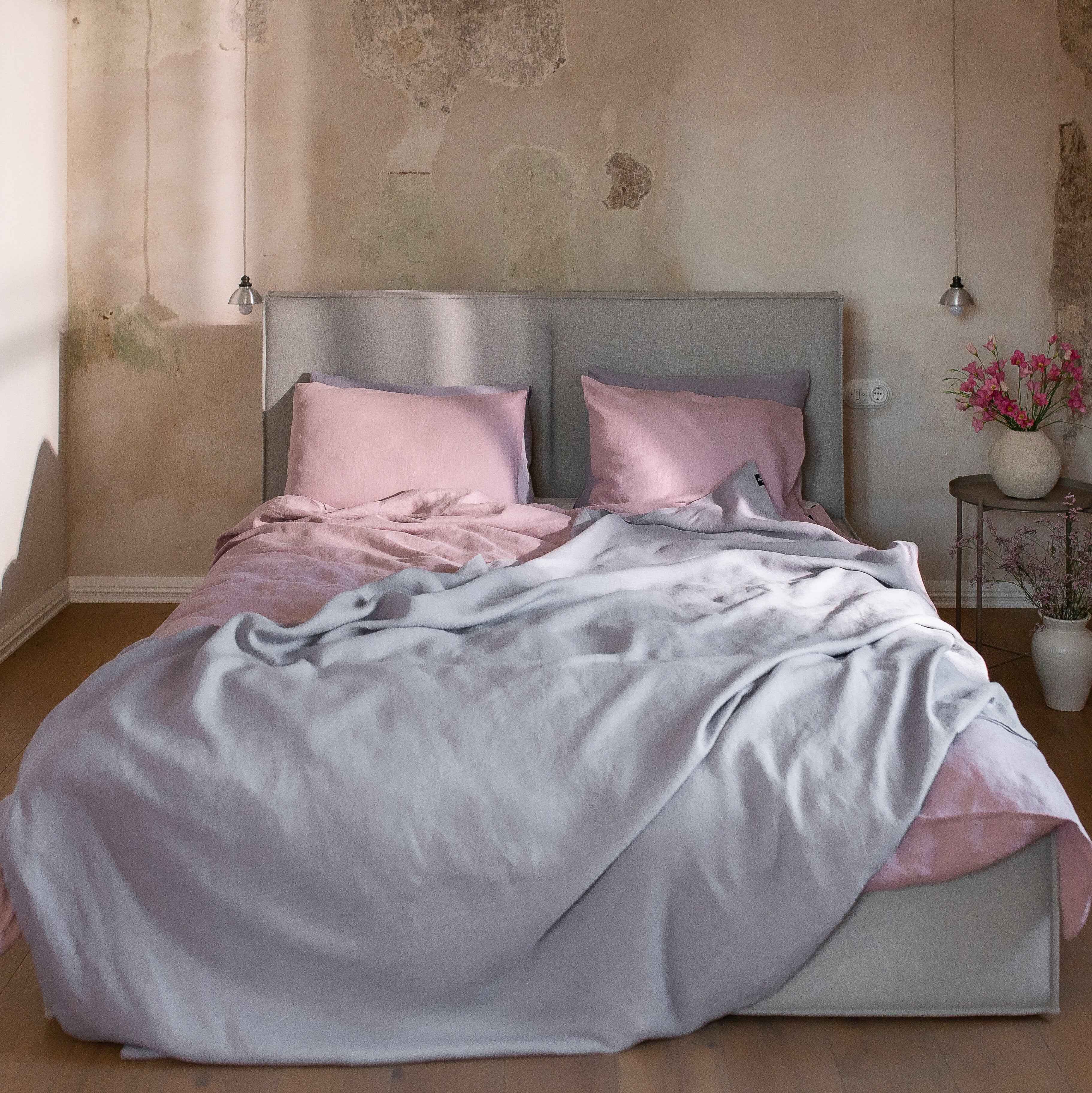 Linen Bedding Set – Morning Mist (Ash Rose) - LinumLenis