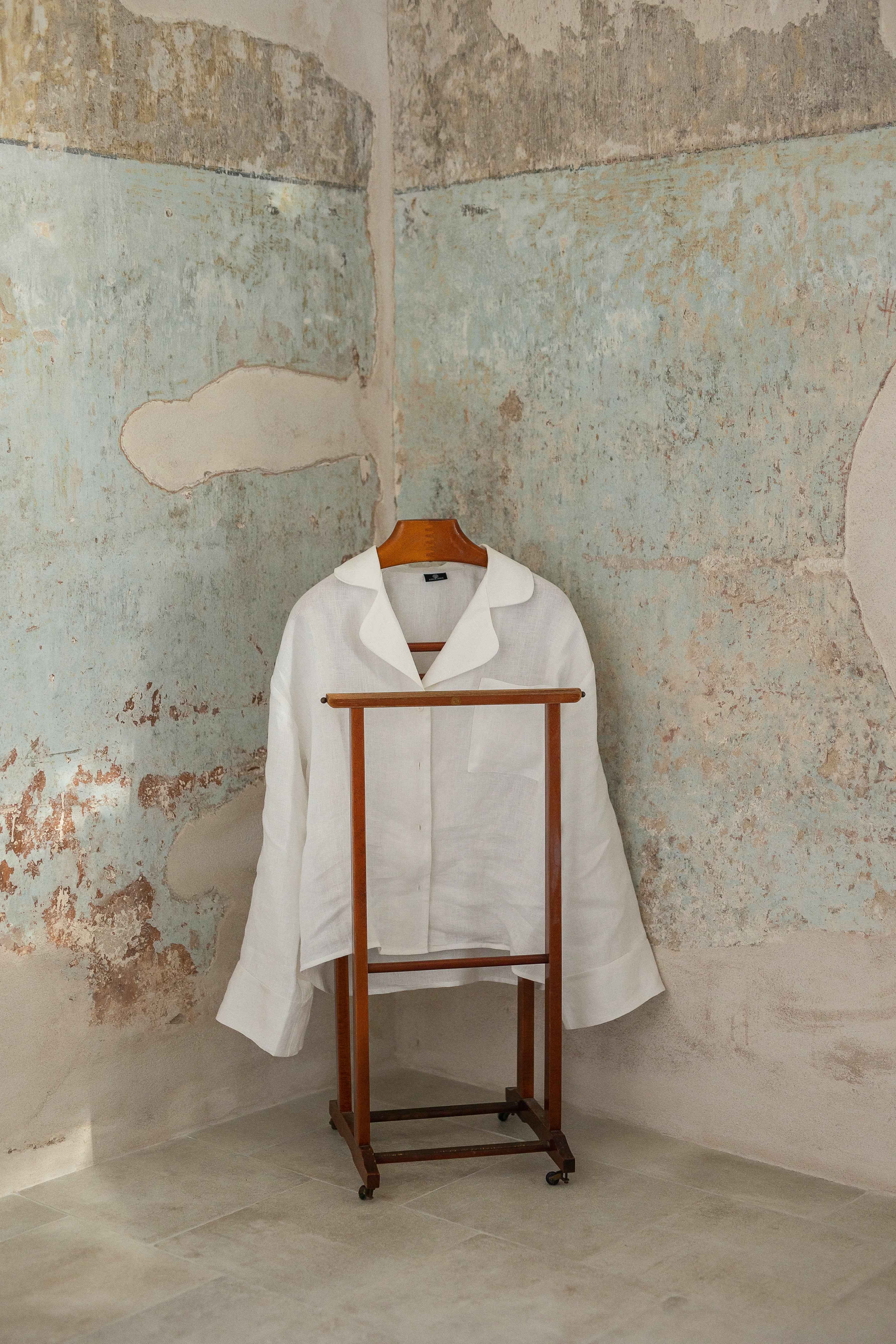 Long Sleeve & Pants – Natural Linen Set in Pure White - LinumLenis
