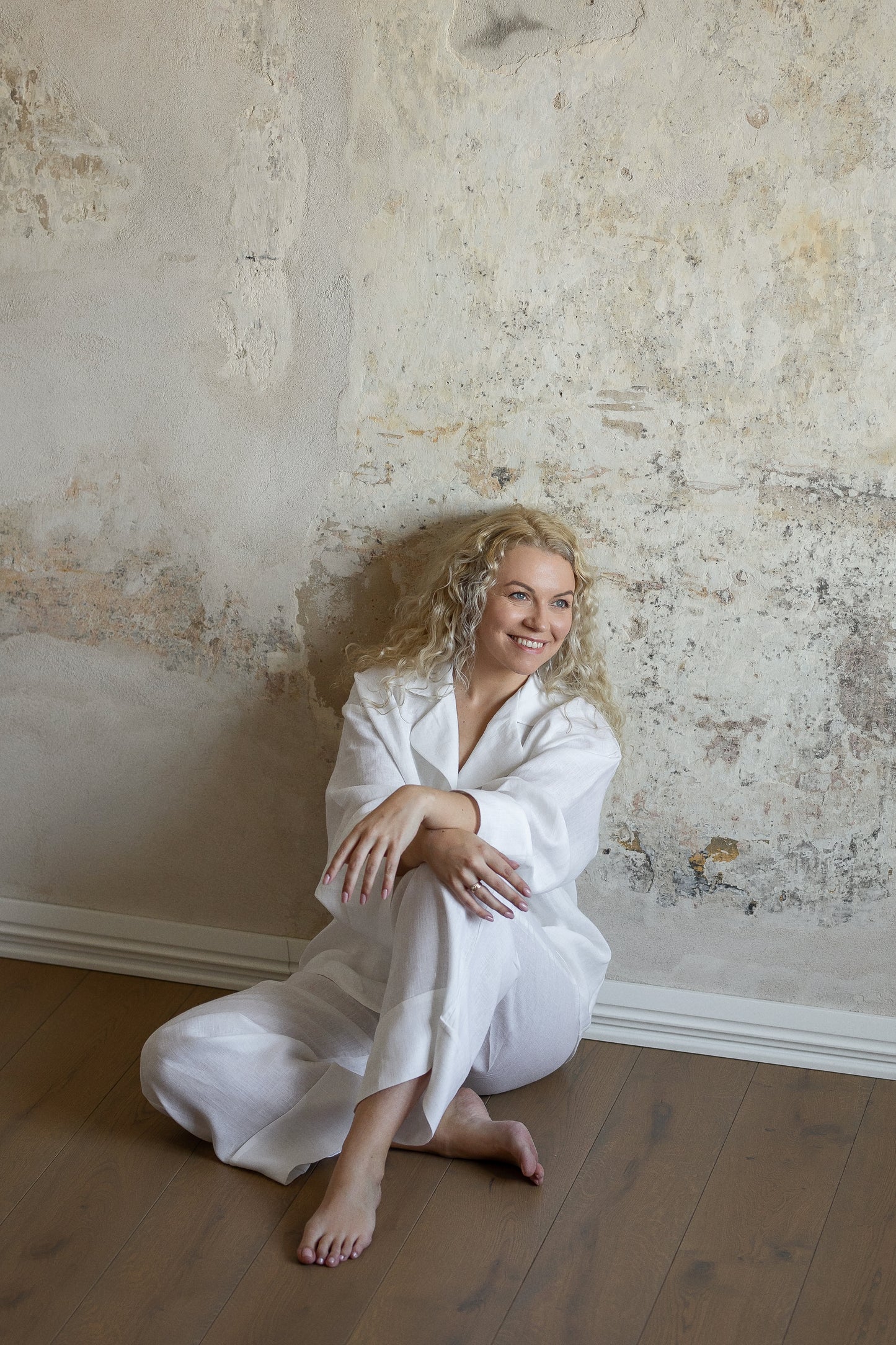 Short Sleeve & Pants – Natural Linen Set in Pure White