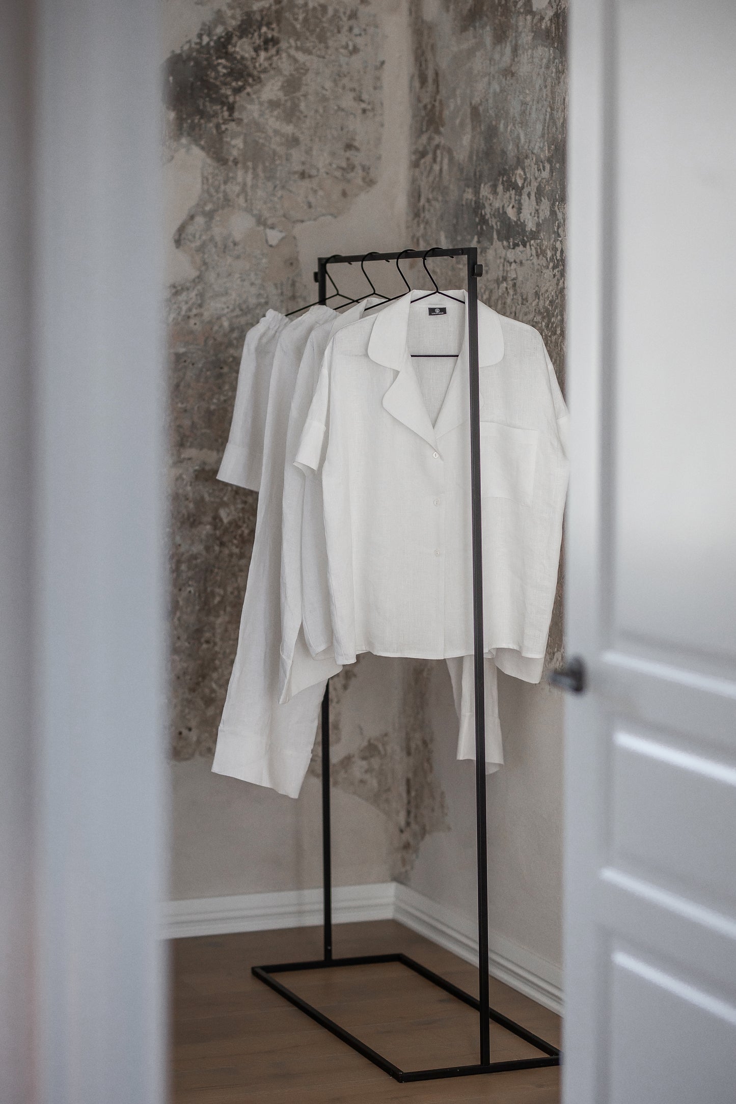Short Sleeve & Pants – Natural Linen Set in Pure White