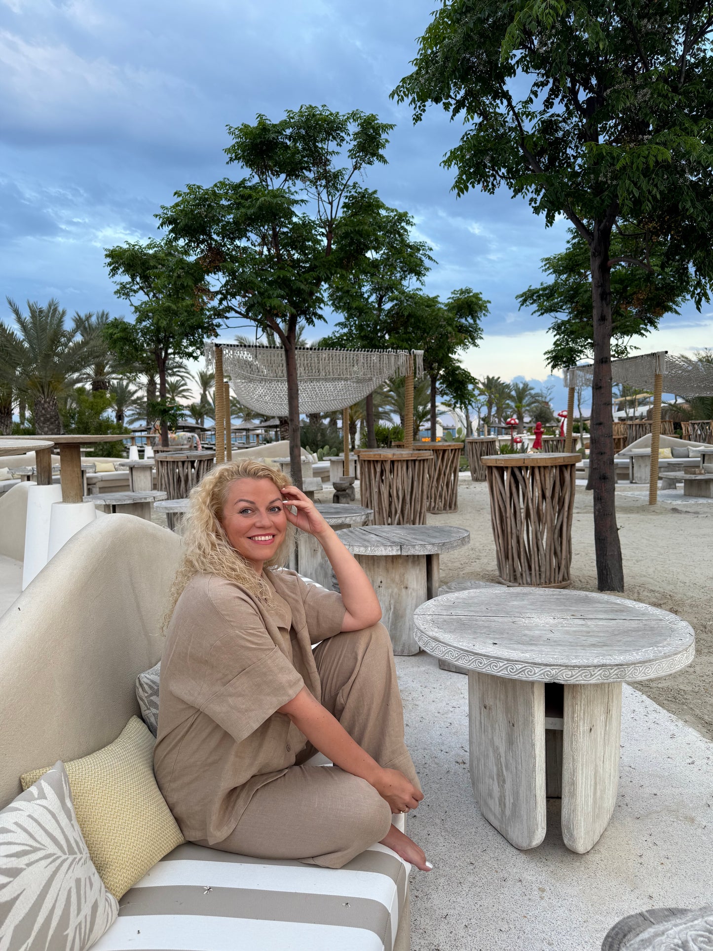 Long Sleeve & Shorts – Natural Linen Set in Warm Cocoa