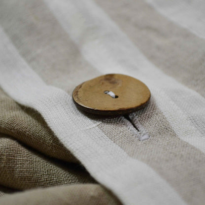 Striped Linen Bedding with Bamboo Buttons - LinumLenis