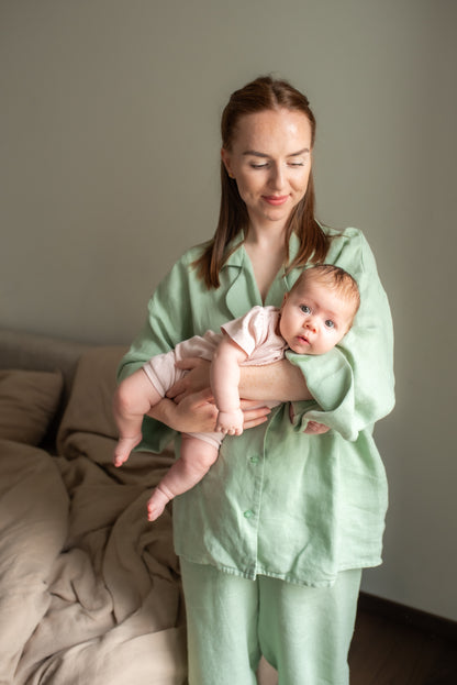 Baby Linen Bedding 2-Piece Set Matcha