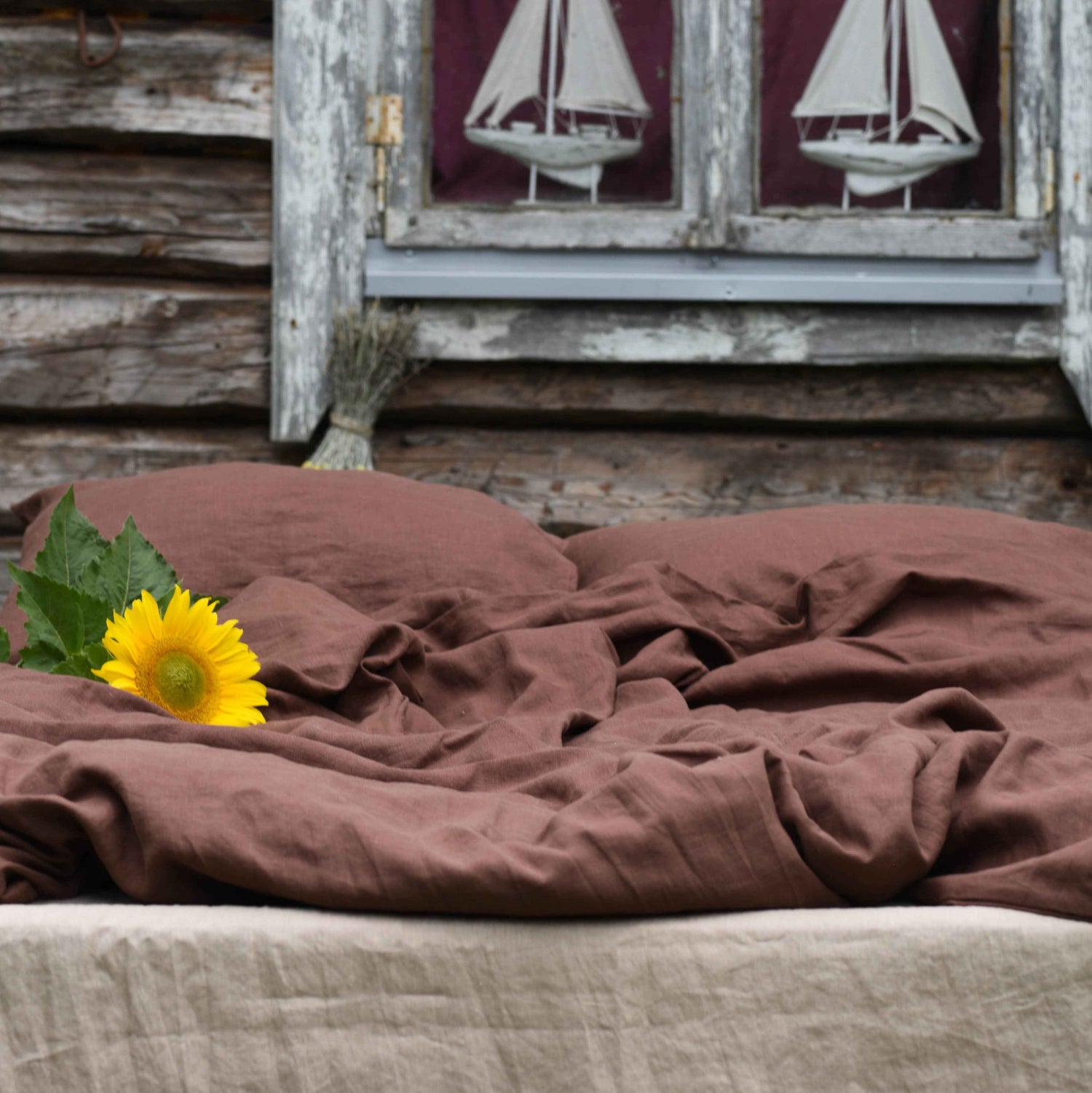 Linen Bedding Set Brown - LinumLenis