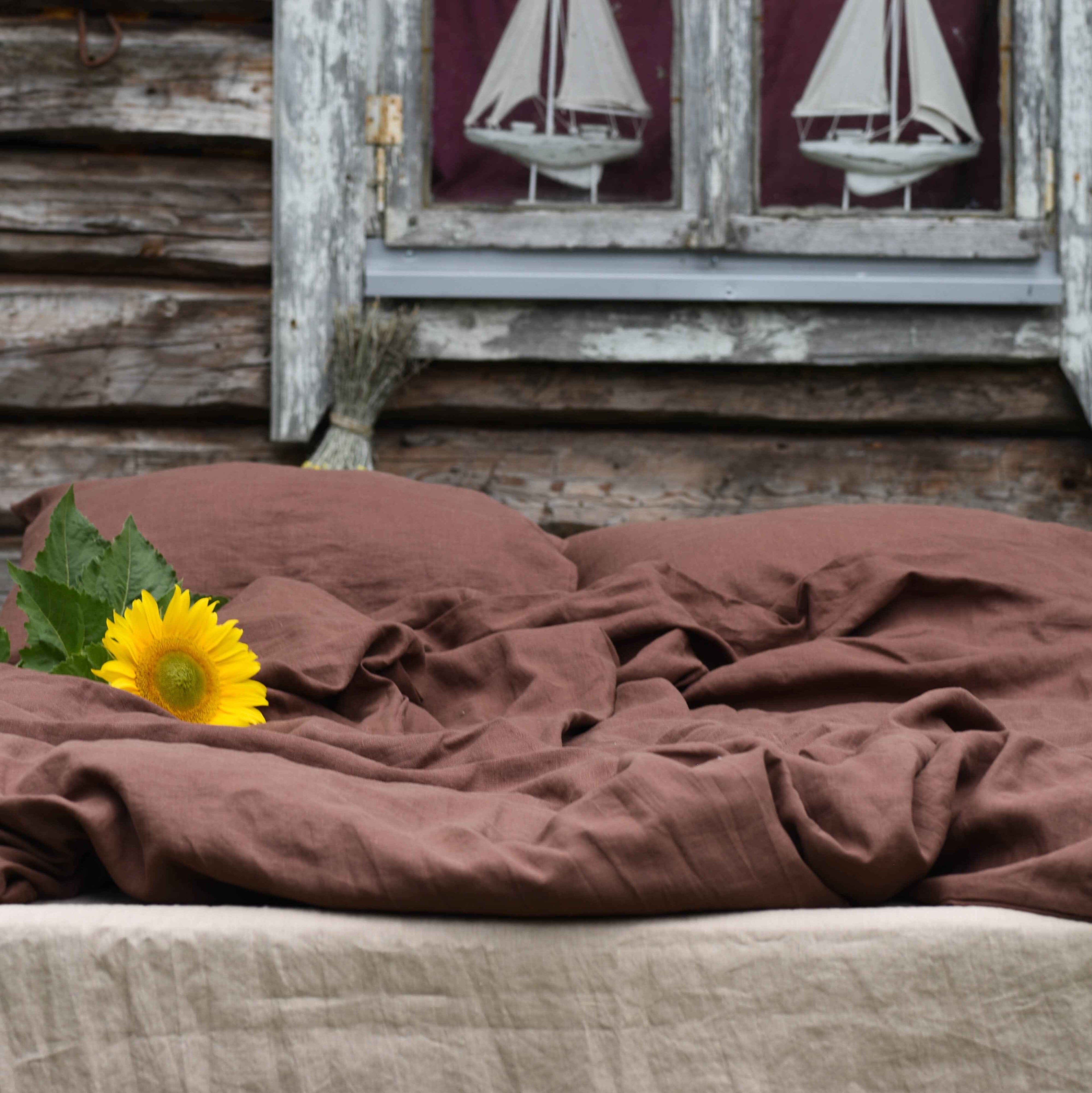 Linen Bedding Set Brown - LinumLenis