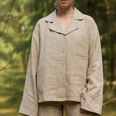Long Sleeve Linen Shirt – Warm Cocoa