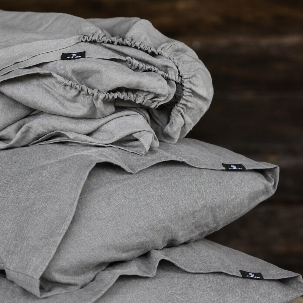 Linen Fitted Sheet – Dusk Gray