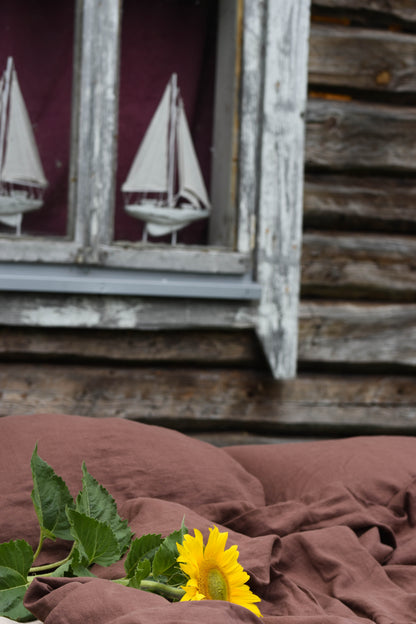 Linen Bedding Set Brown