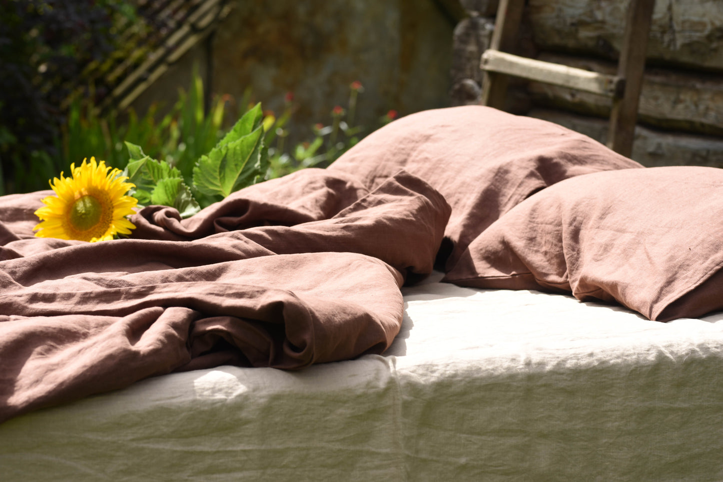 Linen Bedding Set Brown