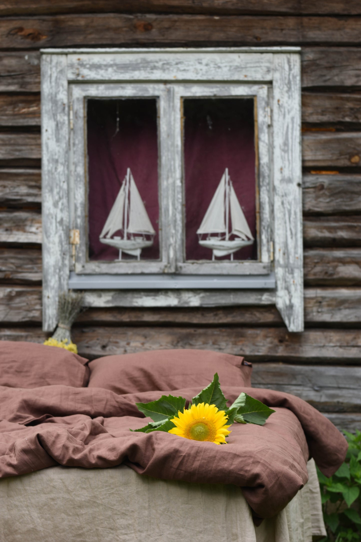 Linen Bedding Set Brown