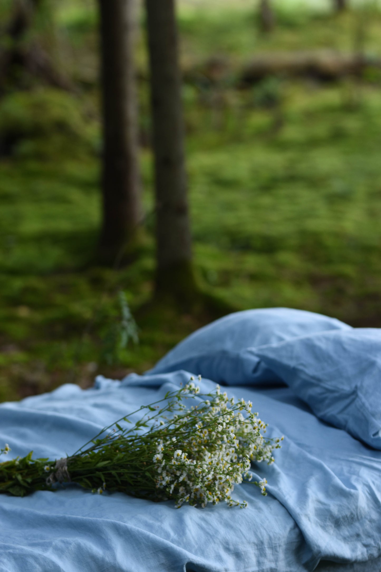 Linen Bedding Set – Light Blue