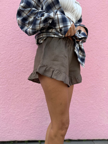 Amalfi Linen Set – Cocoa Brown Shorts