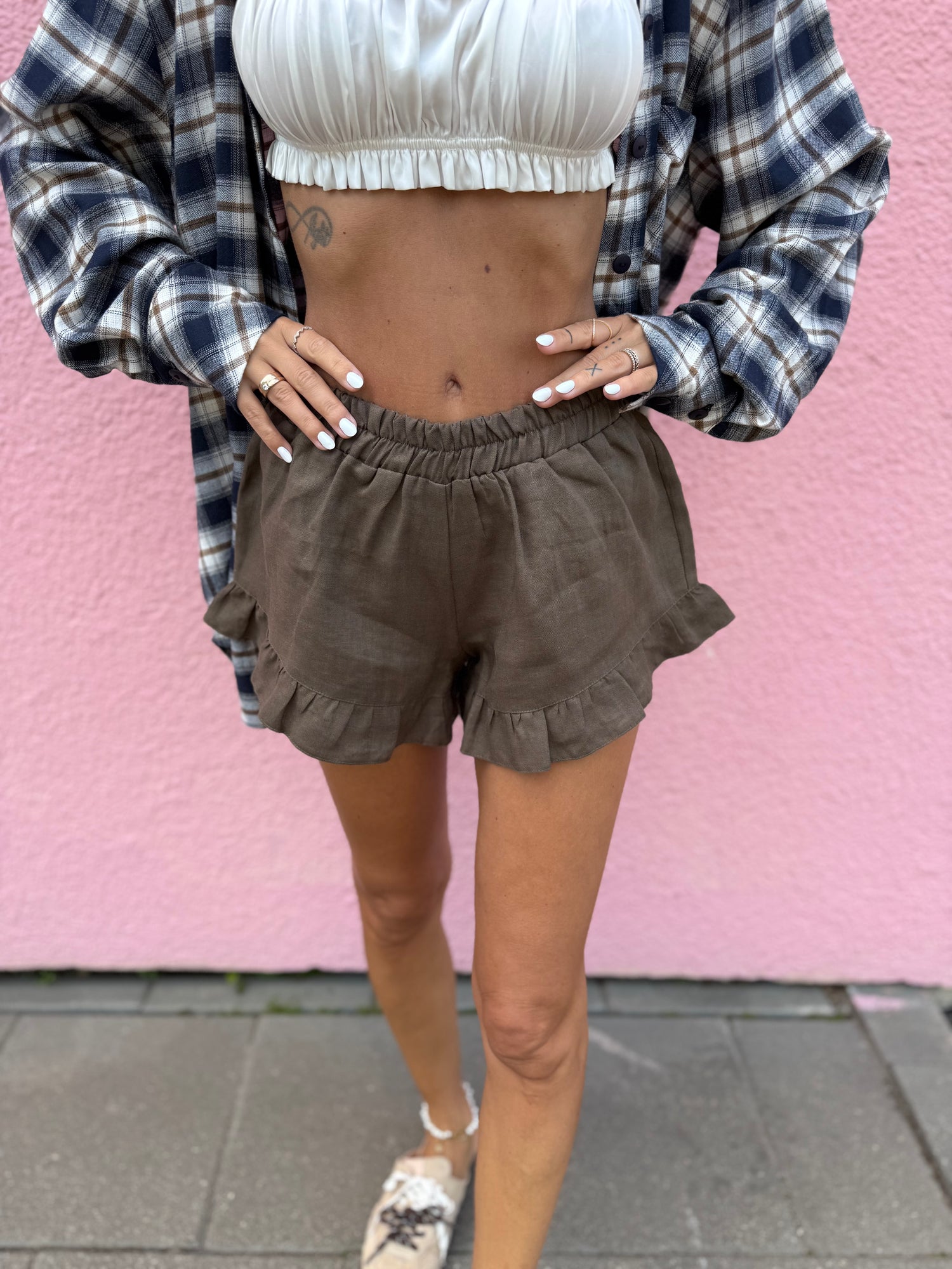 Amalfi Linen Set – Cocoa Brown Shorts