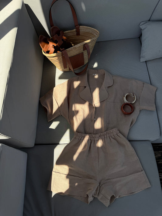 Linen Shorts – Warm Cocoa
