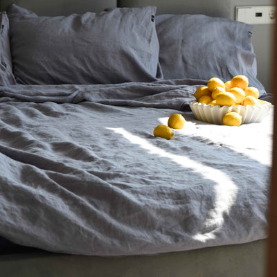 Linen Fitted Sheet – Dusk Gray
