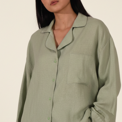 Linen Long Sleeve Shirt - Matcha
