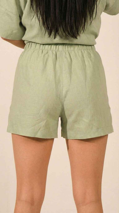 Linen Shorts –  Matcha - LinumLenis