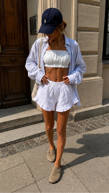 LinumLenis Amalfi Pure White shorts