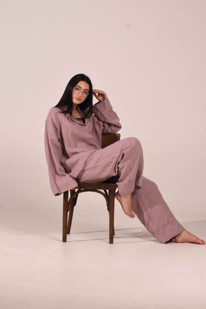 Long Sleeve Linen Shirt – Ash Rose - LinumLenis