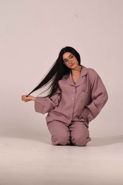 Long Sleeve Linen Shirt – Ash Rose - LinumLenis
