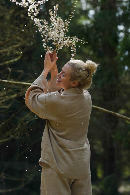 Long Sleeve Linen Shirt – Warm Cocoa - LinumLenis