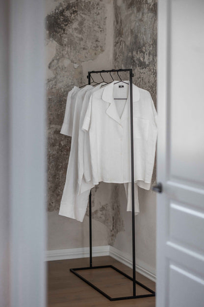 Short Sleeve &amp; Pants – Natural Linen Set in Pure White - LinumLenis