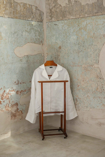 Long Sleeve &amp; Pants – Natural Linen Set in Pure White - LinumLenis