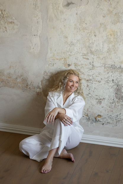 Long Sleeve Linen Shirt – Pure White