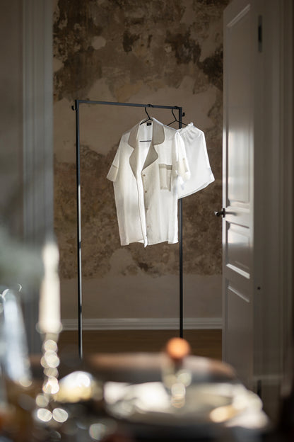 Long Sleeve & Pants – Natural Linen Set in Pure White