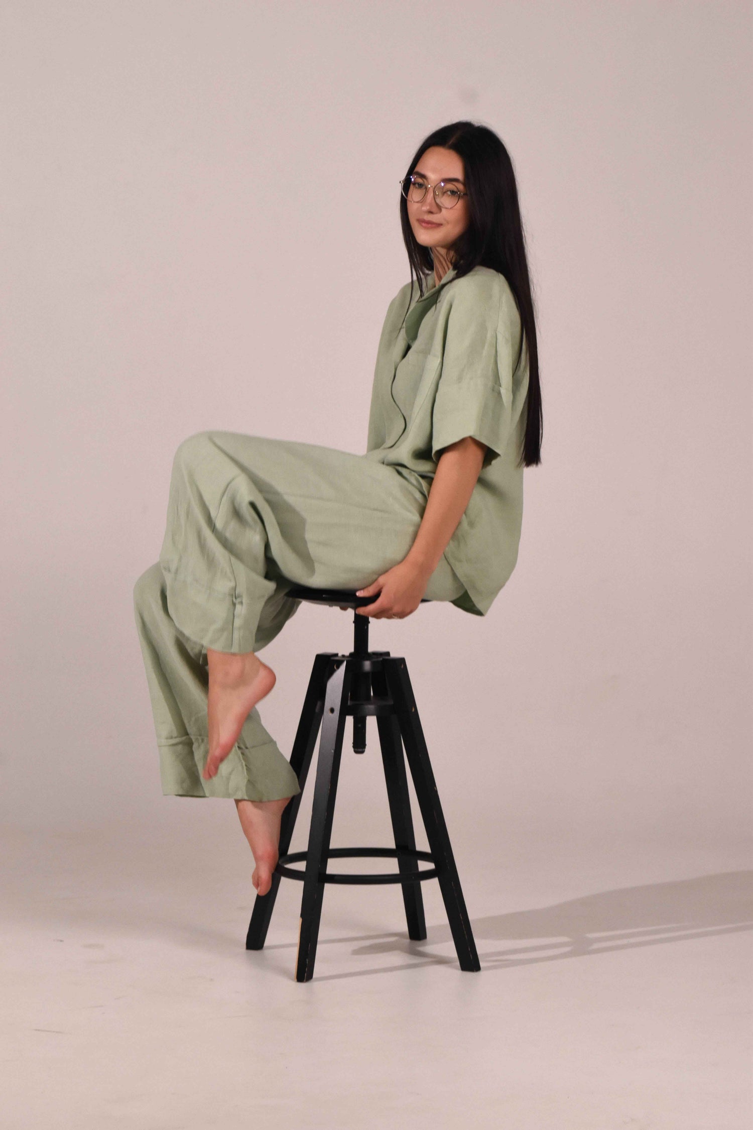 Short Sleeve Linen Shirt – Matcha - LinumLenis