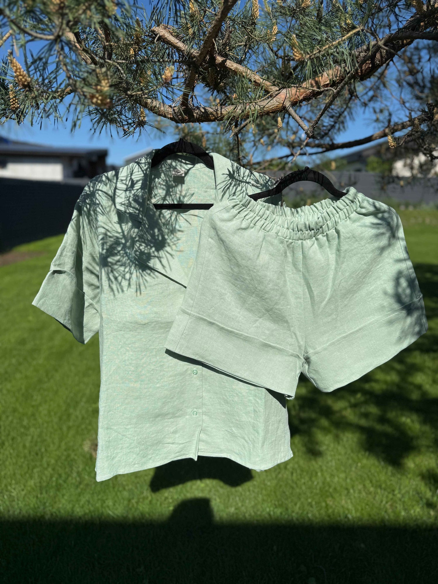 Short Sleeve Linen Shirt – Matcha - LinumLenis