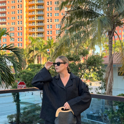 Black Linen Set With Shorts