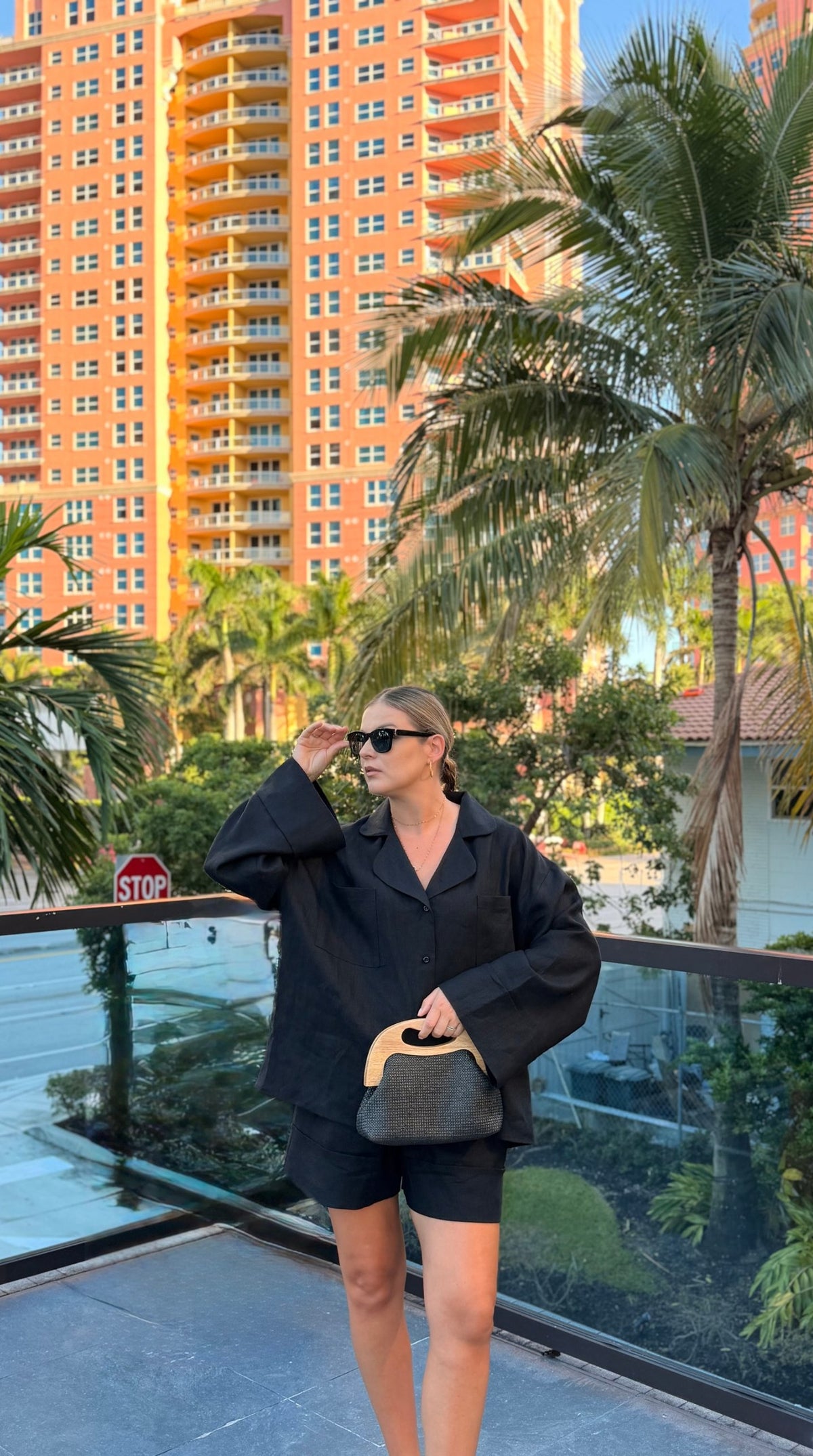 Black Linen Set With Shorts
