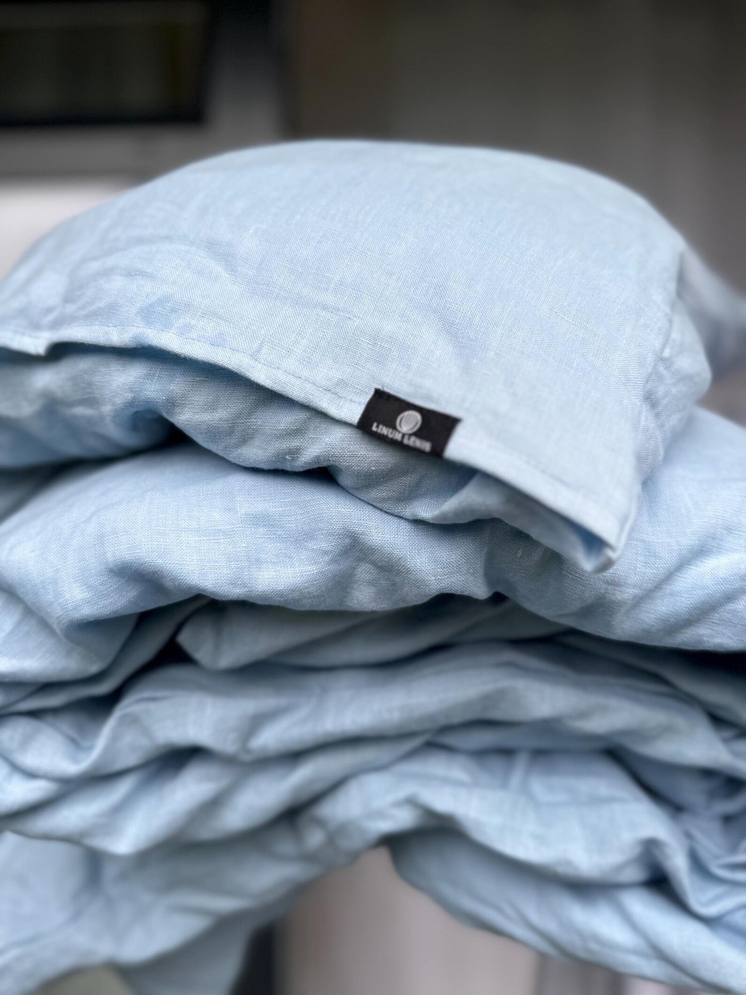 Linen Fitted Sheet – Light Blue